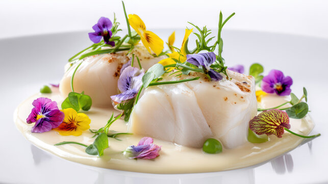 poached monkfish medallion with beurre sauce