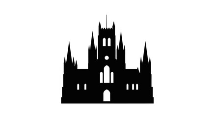 Fototapeta premium Black Silhouette Gothic Castle.