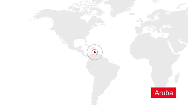 Aruba Location Highlight on Global Map with Zoom Animation