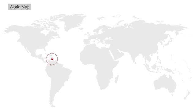 Aruba Country Location Animation on Digital World Map