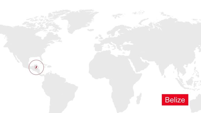 Belize Location Highlight on Global Map with Zoom Animation