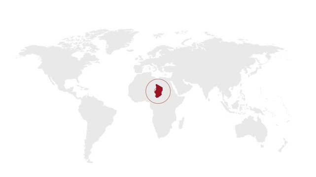 Chad Location on World Map with Pin Marker Illustration