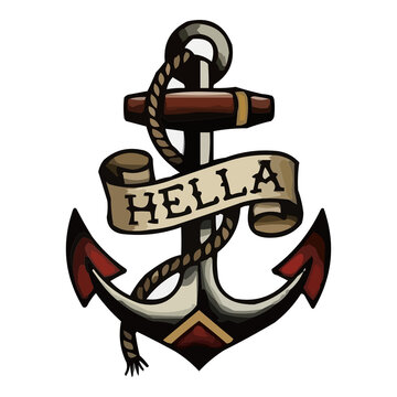 Hella Anchor American Traditional Oakland Tattoo Flash