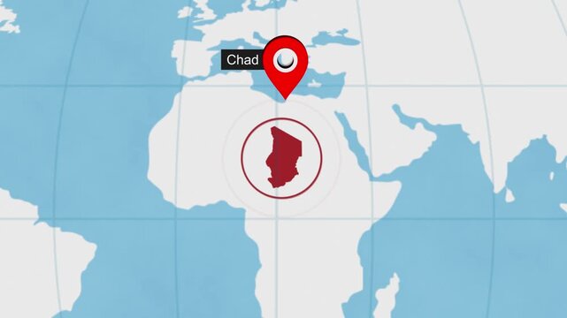 Chad Location Highlight on World Map with Circle Marker