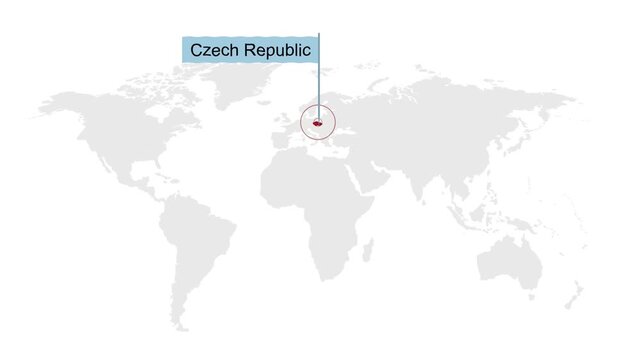 Czech Map Location Pointer Animation on World Map