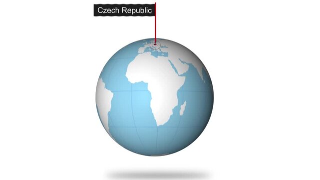 Czech Map Pin Location Animation Global World Map Concept