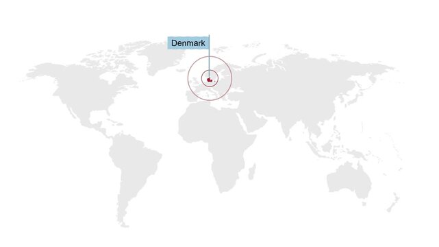 Denmark Location Highlight on Global Map with Zoom Animation
