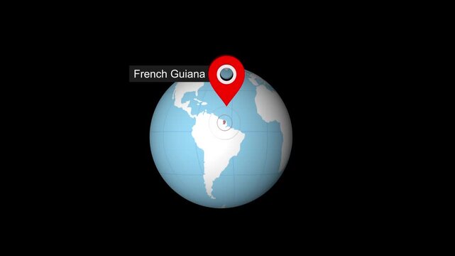 French Location Highlight on World Map with Circle Marker