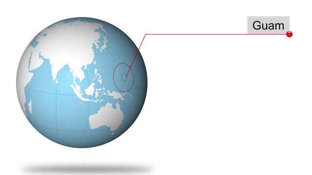 Guam Map Pin on World Map Animation