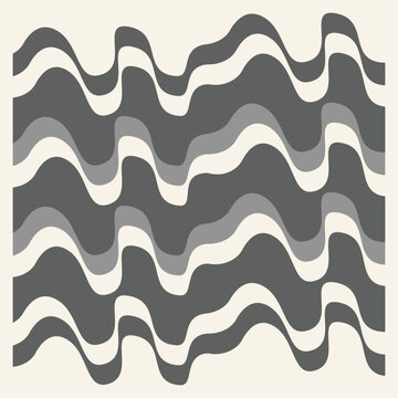 abstract wavy pattern, minimalist charcoal gray wave wall art