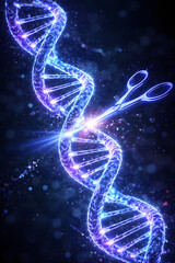 Obraz premium Genetic Engineering with DNA Helix and Scissors