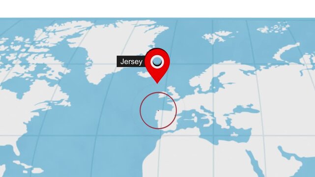 Jersey City Location on World Map Animation Concept