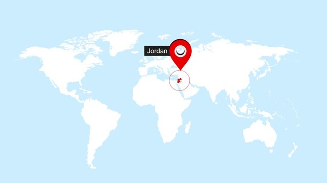 Jordan Map Pin Location Animation Global World Map Concept