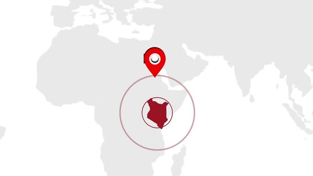 Kenya Country Location Animation on Digital World Map