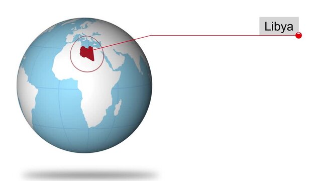 Libya Map Pin on World Map Animation