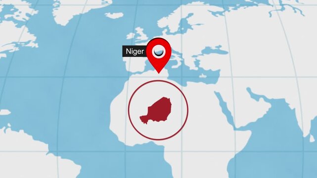 Niger City Location on World Map Animation Concept