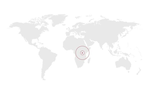 Rwanda Location Highlight on Global Map with Zoom Animation