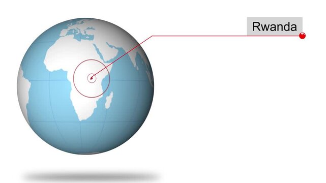 Rwanda Map Pin on World Map Animation