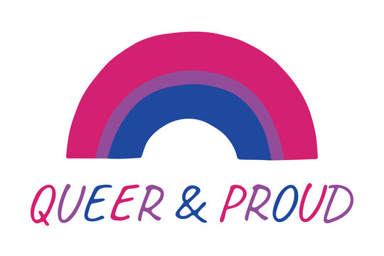 Colorful rainbow shape Bisexual pride flag Happy pride day LGBTQIA community Pride Month Vector hand drawn doodle for posters, stickers, logo, cards