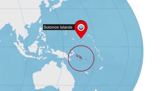 Solomon City Location on World Map Animation Concept