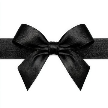 a black bow tied horizontaly on white background