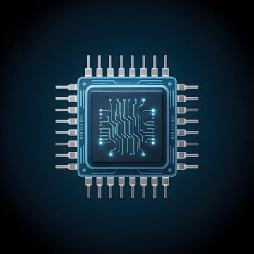Cybercore: The digital heart, the core of the digital age, a glowing integrated circuit. A symbol of complex technology and its intricate designs.