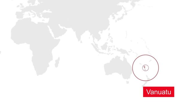 Vanuatu Map Location Pointer Animation on World Map