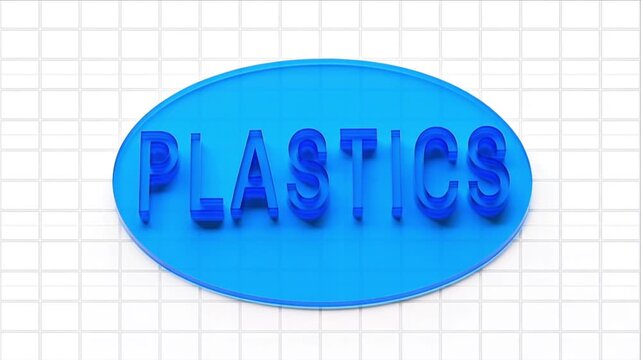Petrochemical infrastructure concept with blue plastic text on grid.