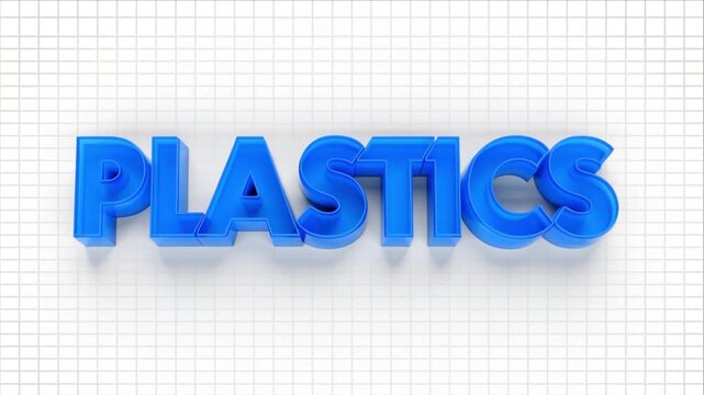 Digital materialization of blue plastic text on flat matrix.