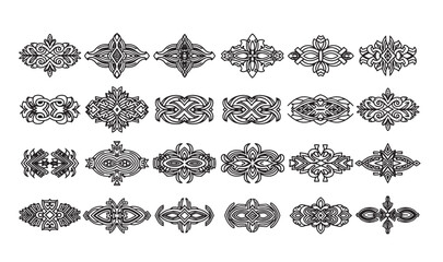 Fototapeta premium Collection of 25 unique black and white ornamental designs