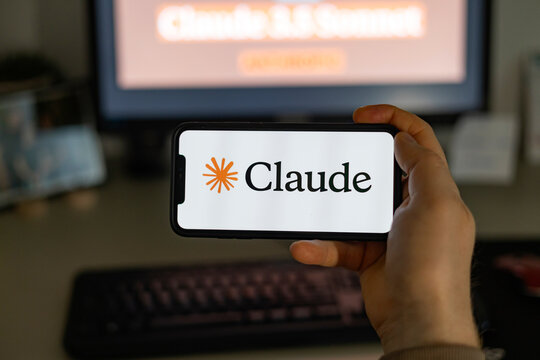 Cluj-Napoca, Romania - February 20, 2026: The Anthropic Claude AI logo is seen displayed on a smartphone screen.