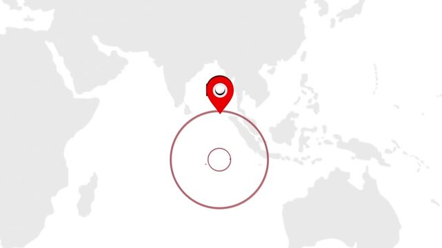 Cocos Location Pin on World Map for Travel Concept