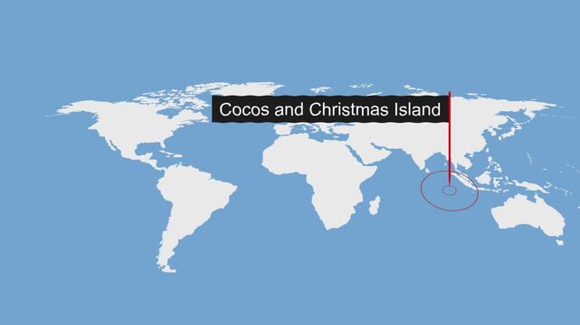 Cocos City Location on World Map Animation Concept