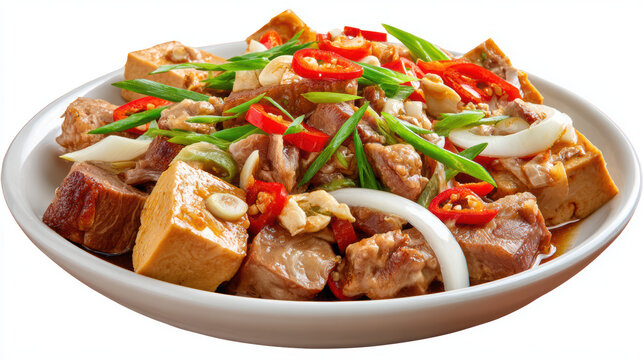 filipino tokwa baboy dish with tofu and pork ear