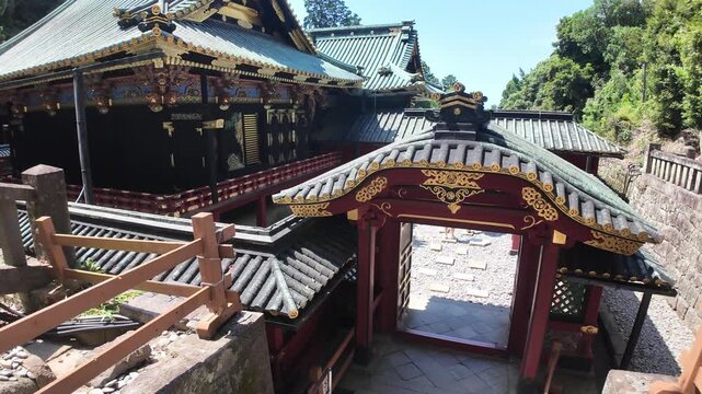国宝 久能山東照宮の極彩色豊かな社殿 徳川家康ゆかりの神社 静岡 観光 動画素材