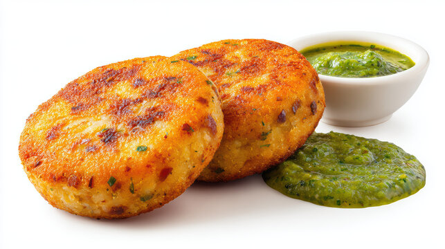 indian aloo tikki potato patty with chutney