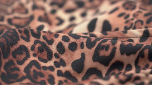 Close up of leopard print fabric texture with soft folds and pattern.
