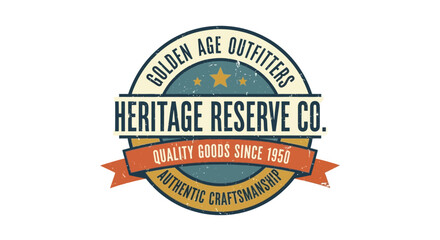 Obraz premium Vintage retro badge vector for authentic craftsmanship goods from Heritage Reserve Co