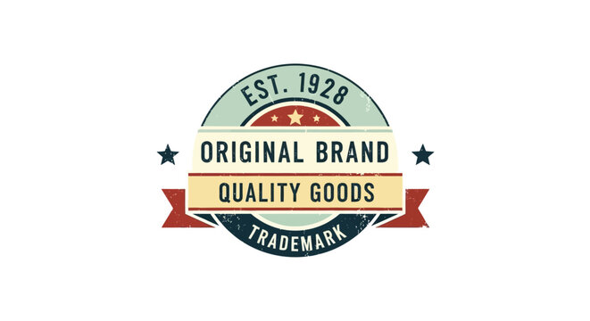 Vintage Retro Badge Vector - Established 1928 - Original Brand Quality Goods Trademark