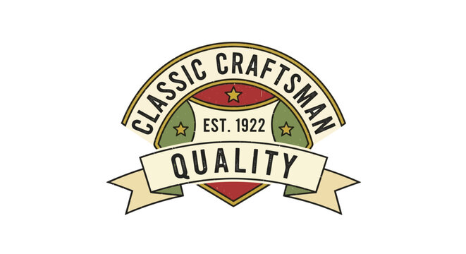 Vintage retro badge vector with classic craftsman quality established in 1922