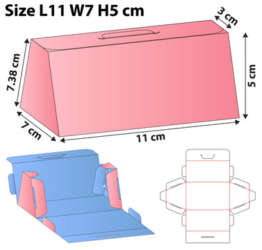 Trapezoidal Prism Food Box Dieline Template