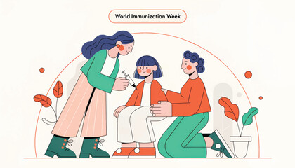 Obraz premium World Immunization Week Child Vaccination Global Health Awareness.eps