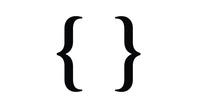 A stark black image presents two curly brackets mirroring each other and suggesting code or data high quality professional detailed modern