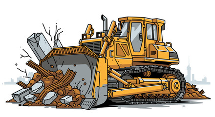 Obraz premium Bulldozer Construction Equipment Heavy Machinery.