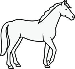Obraz premium Horse Full Body Line Icon – Equine Farm Animal Outline Vector Illustration