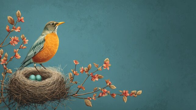 spring robin egg green background on a blue background