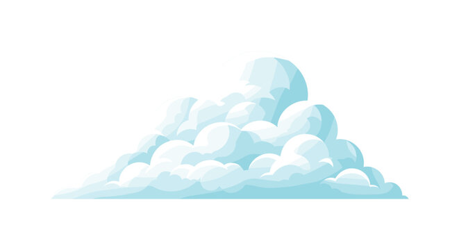 Fluffy blue and white cumulus cloud illustration with many soft layers representing sunny weather, atmosphere, and nature for sky designs.