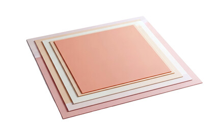 Fototapeta premium Stack of pastel colored square sheets on a white background