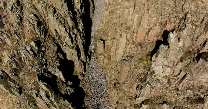 Aerial shot of rocky slopes of High cup nick