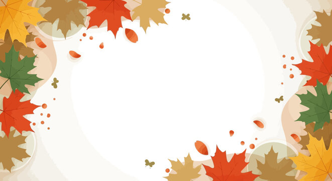Autumn Fall Leaves Border Frame - Seasonal Decoration with Maple Foliage
